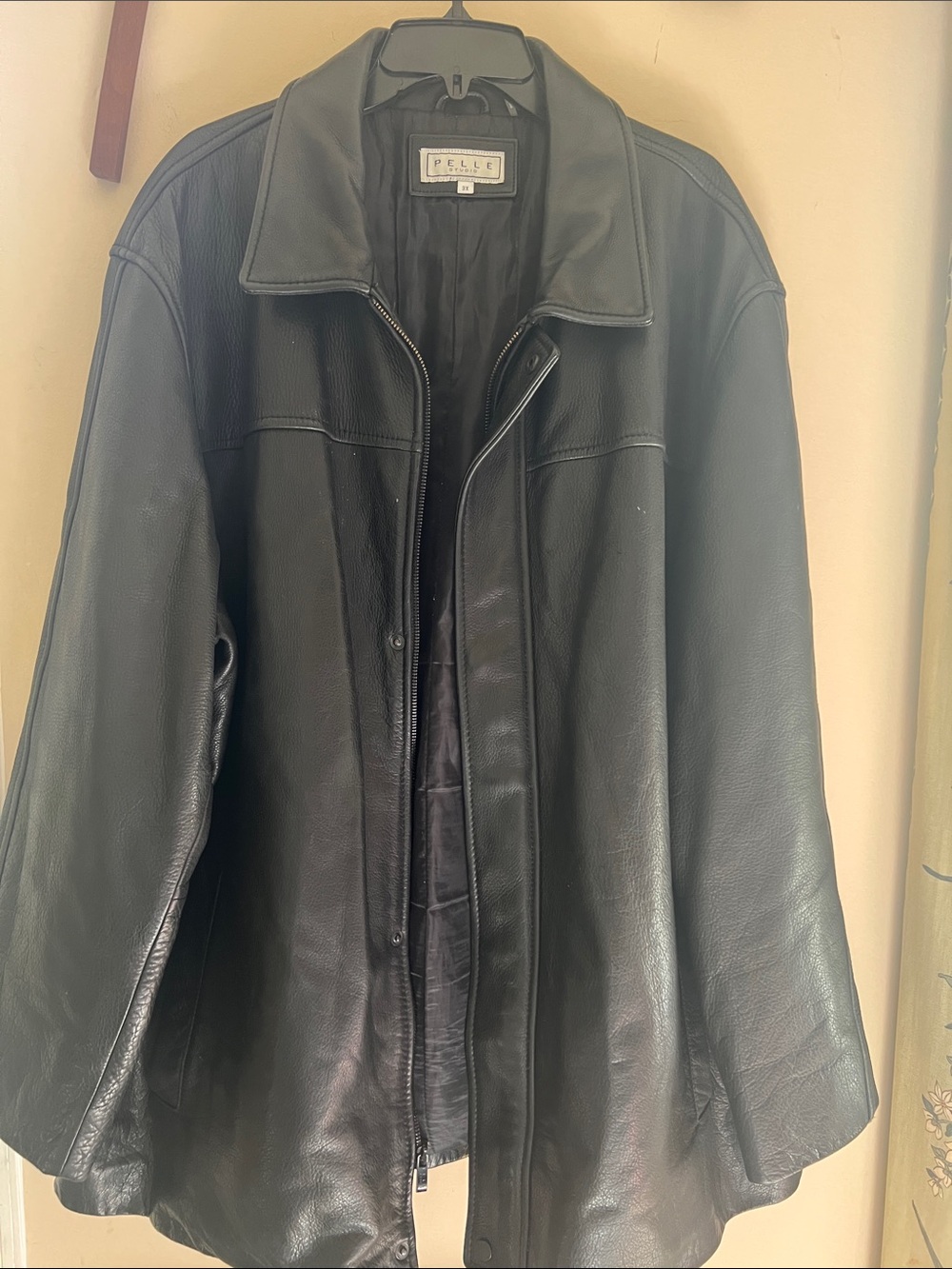 Vintage Pelle Studio Black Leather Zip-Up Coat